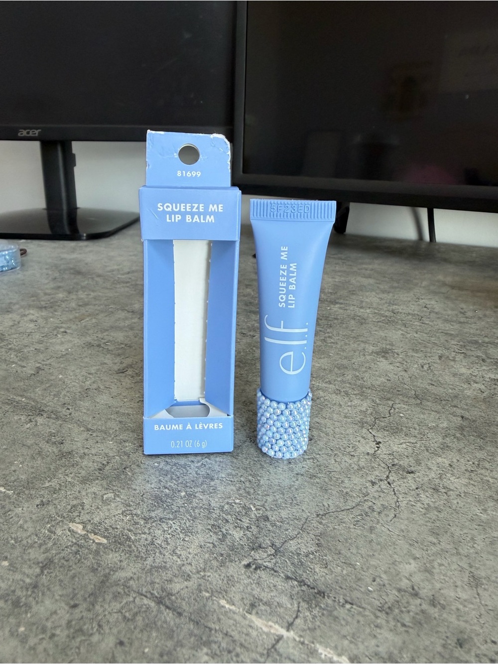 Bedazzled Squeeze Me Lip Balm - Light Blue